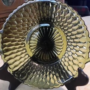 Vintage Indiana Glass Honeycomb Open Handle Bowl